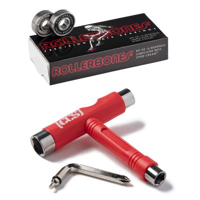 RollerBones Bones Roller Bones Skate Bearings with CCS Skate Tool (Rollerbones W/Red CCS Skate Tool)