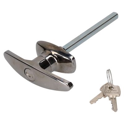 AB Tools Chrome Door Tee T Handle Latch Catch Classic Trailer Truck Horsebox Locking