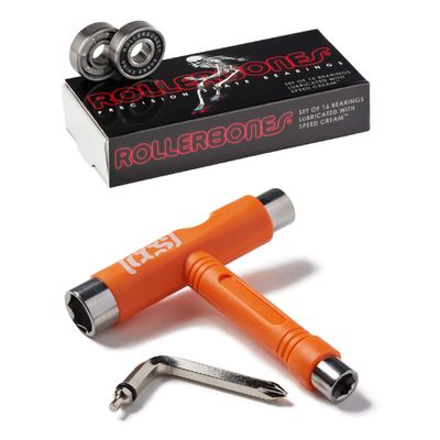 RollerBones Bones Roller Bones Skate Bearings with CCS Skate Tool (Rollerbones W/Orange CCS Skate Tool)
