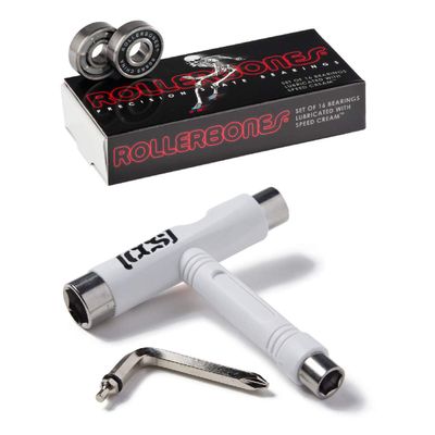 RollerBones Bones Roller Bones Skate Bearings with CCS Skate Tool (Rollerbones W/White CCS Skate Tool)
