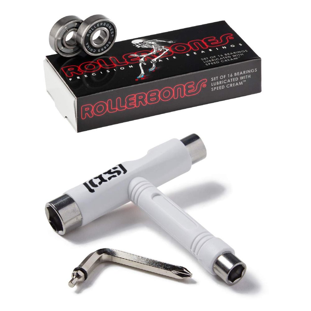 RollerBones Bones Roller Bones Skate Bearings with CCS Skate Tool (Rollerbones W/White CCS Skate Tool)