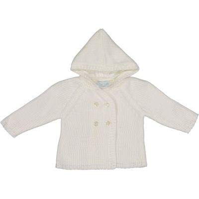 Baby Dove White Soft Elegant Newborn Baby Boy Double Breasted Sweater Jacket with Hood 0-3 Mo