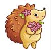 Adorable Valentine Porcupine Hedgehog with Flowers Round Metal 0.75" Lapel Pin Hat Shirt Pin Tie Tack Pinback view 2