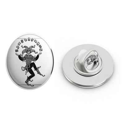 Cool Jester Joker of Cards Round Metal 0.75" Lapel Pin Hat Shirt Pin Tie Tack Pinback