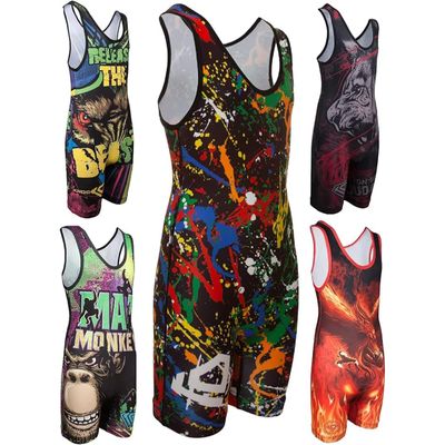 KO Sports Gear Unisex Wrestling Singlet for Adult Wrestlers - Wrestling Singlet for Men & Women - Bold Durable Uniform, Stretchy Breathable Material - Paint Splatter, Adult Medium