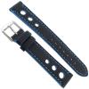 18mm Morellato Blue & Black Rubber Canvas Texture Stitched Watch Band view 2