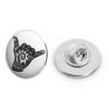Pretty Black and White Shaka Tribal Pattern Hand Silhouette Round Metal 0.75" Lapel Pin Hat Shirt Pin Tie Tack Pinback view 1