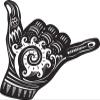 Pretty Black and White Shaka Tribal Pattern Hand Silhouette Round Metal 0.75" Lapel Pin Hat Shirt Pin Tie Tack Pinback view 2