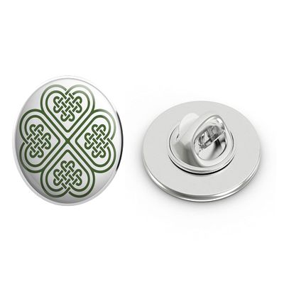 Celtic Knot Four Leaf Clover Round Metal 0.75" Lapel Pin Hat Shirt Pin Tie Tack Pinback