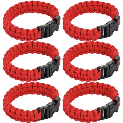 Fun Express Large Red Paracord Bracelet - Jewelry - Bracelets - Novelty Bracelets - 6 Pieces