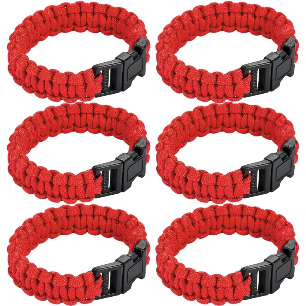 Fun Express Large Red Paracord Bracelet - Jewelry - Bracelets - Novelty Bracelets - 6 Pieces