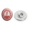 Red Orange Lotus Peace Ohm Om Yogi Yoga Icon Round Metal 0.75" Lapel Pin Hat Shirt Pin Tie Tack Pinback view 1