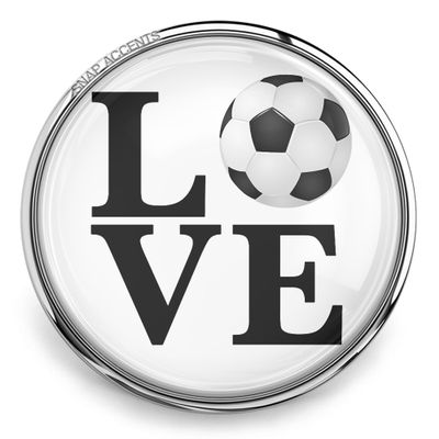 Choose a Color | Soccer Snap Jewelry Love 18MM Team Sports Ball Ginger Charm, For Interchangeable DIY Customizable Accessories Black