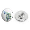 Colorful Abstract Peacock Light Dark Green Blue White Round Metal 0.75" Lapel Pin Hat Shirt Pin Tie Tack Pinback view 1
