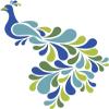 Colorful Abstract Peacock Light Dark Green Blue White Round Metal 0.75" Lapel Pin Hat Shirt Pin Tie Tack Pinback view 2