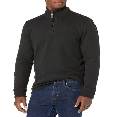 Amazon Essentials Men's Quarter-Zip French Rib Sweater, Casual Wear, Washed Black, X-Large