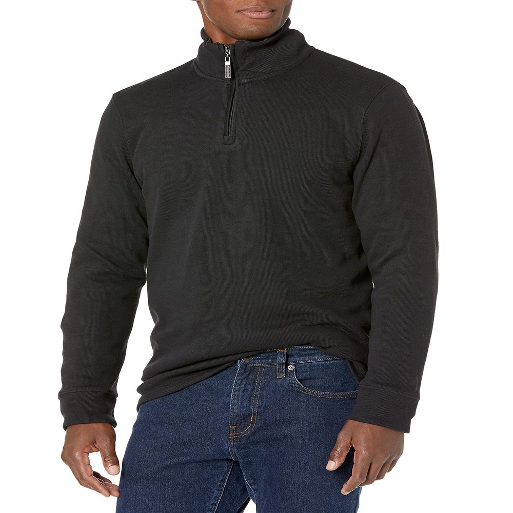 Amazon Essentials Men's Quarter-Zip French Rib Sweater, Casual Wear, Washed Black, X-Large