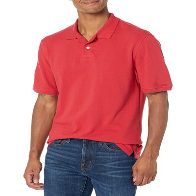 Amazon Essentials Men's Regular-Fit Cotton Pique Polo Shirt (Available in Big & Tall), Red, Medium