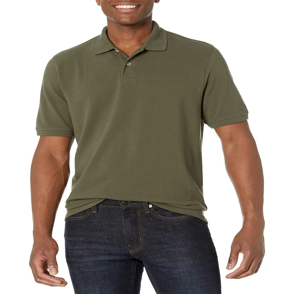 Amazon Essentials Men's Regular-Fit Cotton Pique Polo Shirt (Available in Big & Tall), Olive, X-Small