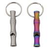 Real Sic Steel Emergency Whistle Keychain Pack of 2 - Loud Portable Safety Whistle for Emergency, Survival, Life Saving, Hiking, Festivals, Camping, and Pet Training (Bamboo (Rainbow & Silver)) view 1