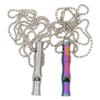 Real Sic Steel Emergency Whistle Keychain Pack of 2 - Loud Portable Safety Whistle for Emergency, Survival, Life Saving, Hiking, Festivals, Camping, and Pet Training (Bamboo (Rainbow & Silver)) view 2