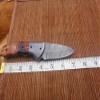 7" Long Damascus Steel Folding Knife with Rose Wood Scale Custom Made 3" Hand Forged Blade Cow Hide Leather Sheath (Kow Wood) view 2