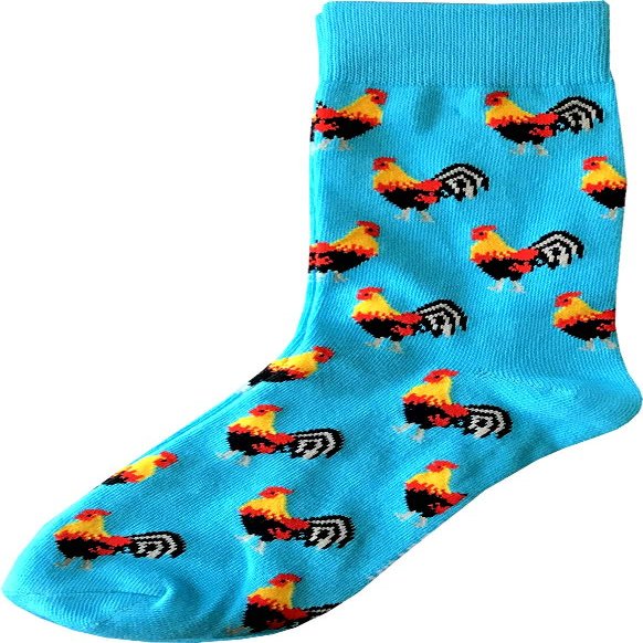 Kings Of NY Blue Rooster Farm Animal Mens Cotton Socks