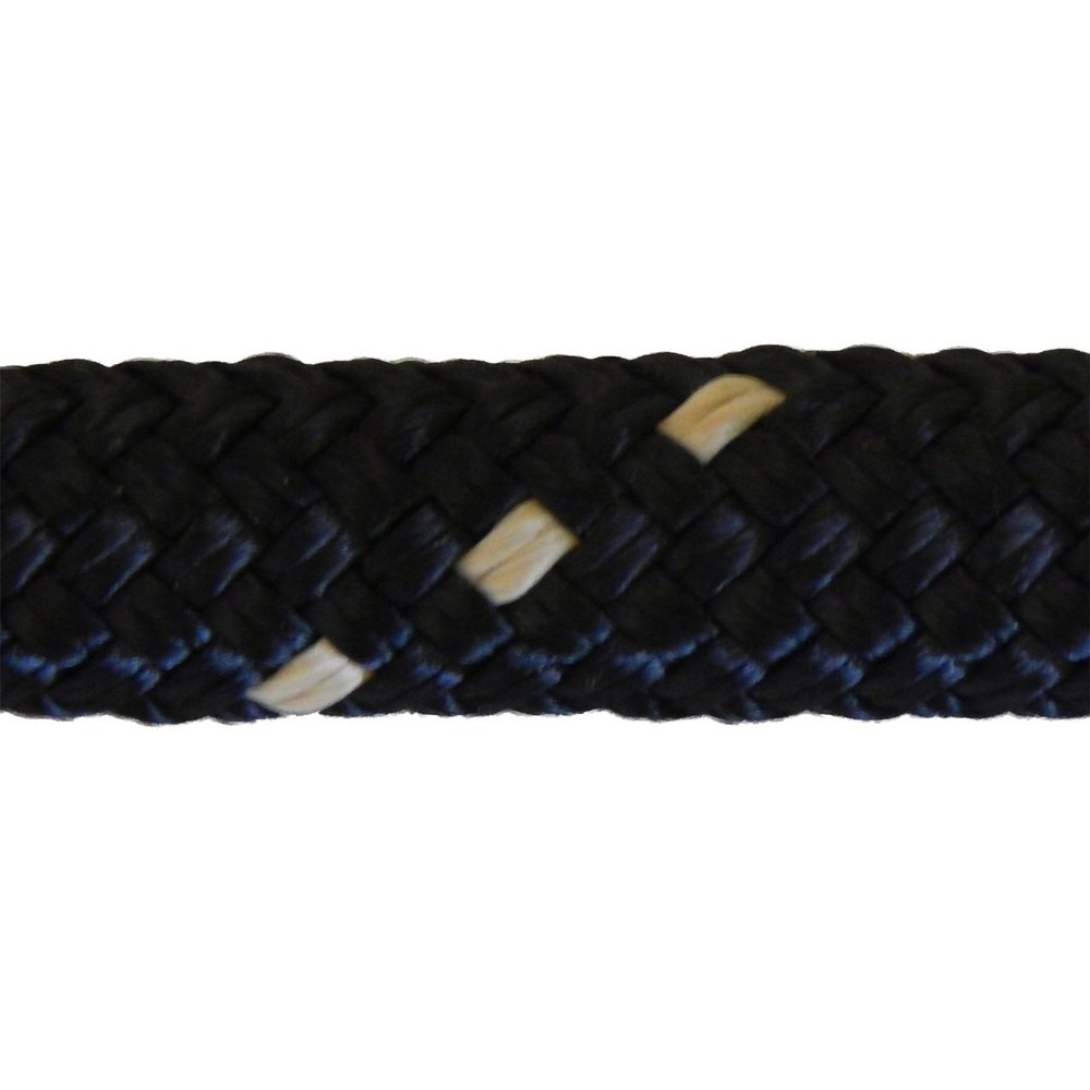 CBKnot 9/16" Premium Double Braid Polyester Rope 9,500 lb Tensile Strength, Marine, Sailing, Boating, Rigging, Equestrian and More (9/16" x 25 ft. Hank, Black with Beige)