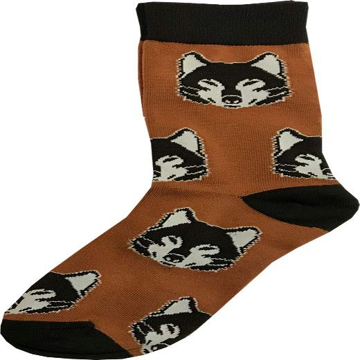Kings Of NY Brown Wolf Animal Mens Cotton Socks