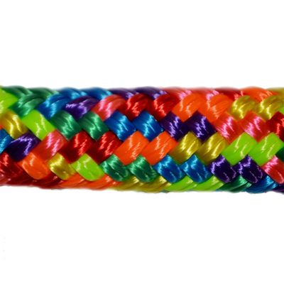 CBKnot 9/16" Premium Double Braid Polyester Rope 9,500 lb Tensile Strength, Marine, Sailing, Boating, Rigging, Equestrian and More (9/16" x 25 ft. Hank, Rainbow)