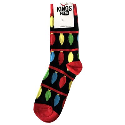 Kings Of NY Festive Christmas Lights Stocking Stuffer Mens Cotton Socks