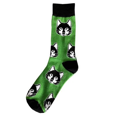 Kings Of NY Green Wolf Animal Mens Cotton Socks