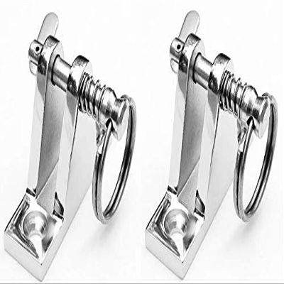 Two Stainless Steel Top Bimini Deck Hinges with Pin and Ring