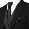 ZEROYAA Men's Solid 4pc Shiny Satin Vest Necktie Bowtie Pocket Square Set for Suit or Tuxedo ZLSV12 Black Large view 2