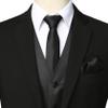 ZEROYAA Men's Solid 4pc Shiny Satin Vest Necktie Bowtie Pocket Square Set for Suit or Tuxedo ZLSV12 Black Large view 3