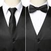 ZEROYAA Men's Solid 4pc Shiny Satin Vest Necktie Bowtie Pocket Square Set for Suit or Tuxedo ZLSV12 Black Large view 4