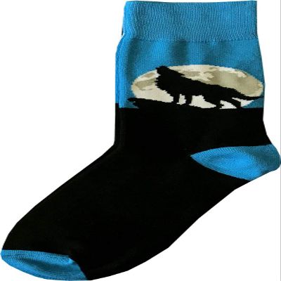 Kings Of NY Wolf Howling At The Moon Animal Mens Cotton Socks