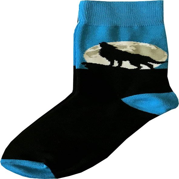 Kings Of NY Wolf Howling At The Moon Animal Mens Cotton Socks