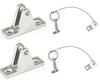 Marine Part Depot Two Stainless Steel Top Bimini Deck Hinges with Removable Pin and Lanyard view 1