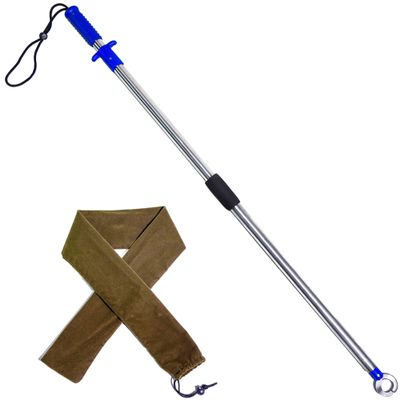 Fairiland Heavy-Duty Fish Gripper  43.3" Extra-Long Stainless Steel Grabber with Non-Slip Handle, Wrist Lanyard & Storage Bag for Secure Fish Handling in Freshwater & Saltwater (Blue)