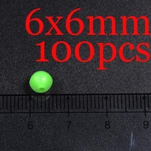 Jammas 100PCS Green/Orange Large Soft Rubber Oval Fishing Beads Lumo Glow Beans Snapper Rig 10x15 8x12 6x12 5x8 7x7 - (Color: 6x6mm 100pcs)