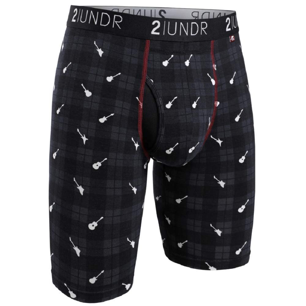 2UNDR Swing Shift 9" Long Leg Boxer Briefs for Men | Mens Pouch Underwear with Patented Joey Pouch | Modal Underwear Men | Moisture Wicking Black