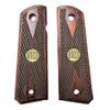 Compatible Replacement for 1911 Colt Full Size Double Diamond Checkered Rosewood Premium Grips w/Gold Tone US Medallions view 1