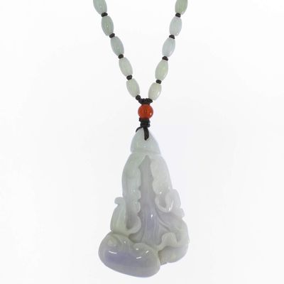 2.4" China Certified Grade A Nature Hisui Jadeite Jade Fortune Chinese Cabbage Double Carved Necklace Pendants