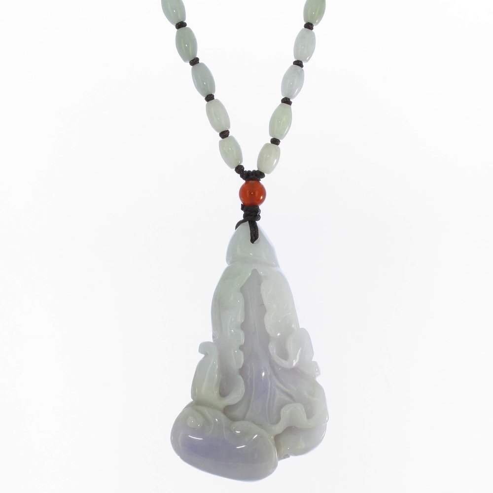 2.4" China Certified Grade A Nature Hisui Jadeite Jade Fortune Chinese Cabbage Double Carved Necklace Pendants