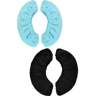 Blulu 2 Pairs Ice Skate Covers for Blades Skate Blade Covers Protector Guards for Hockey Figure Accessories(Black and Light Blue,S)