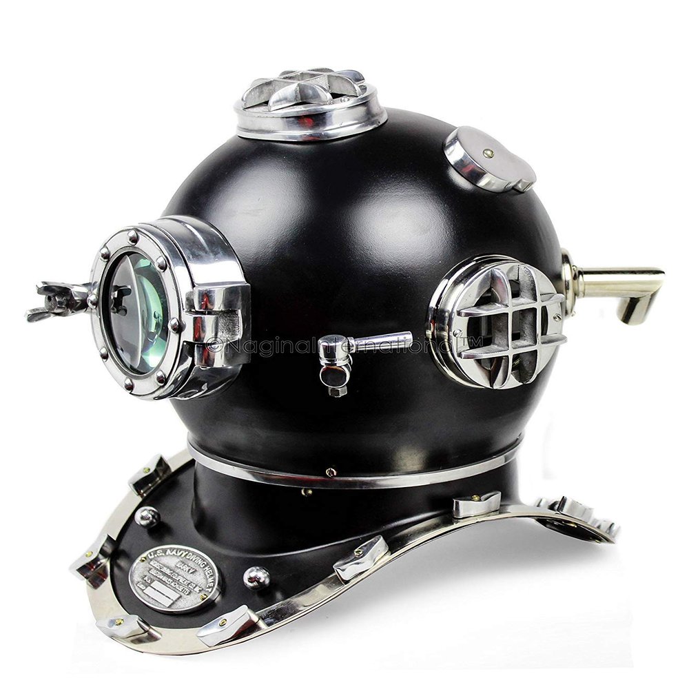 MAXNAUTICALMART 18" Scuba Diving Nautical Helmet | Maritime Ship's Decorative Helmet (18 Inches, Nickel Black)