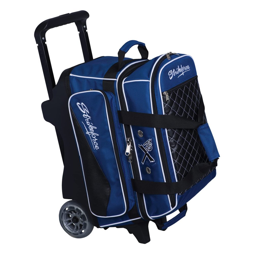 KR Strikeforce Royal Flush Double Roller Bowling Bag with Deluxe Features and Smooth Ride (Royal)