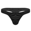 iiniim Mens Sissy Ruffled Sexy T-Back Thongs Ice Silk Low Rise Bikini Briefs Comfort Underwear for Men Black Large (waist 29.0-43.0") view 1