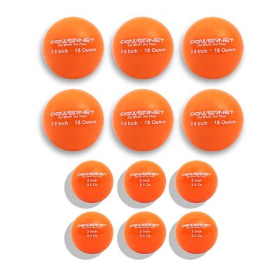 PowerNet Corbin Carroll Weighted Hitting Training Balls | 6 PK 2.8" and 6 PK 2" Micro Ball Combo | Choose Your Weight | Enhance Strength and Hand-Eye Coordination (Orange | 18 oz + 9.5 oz)